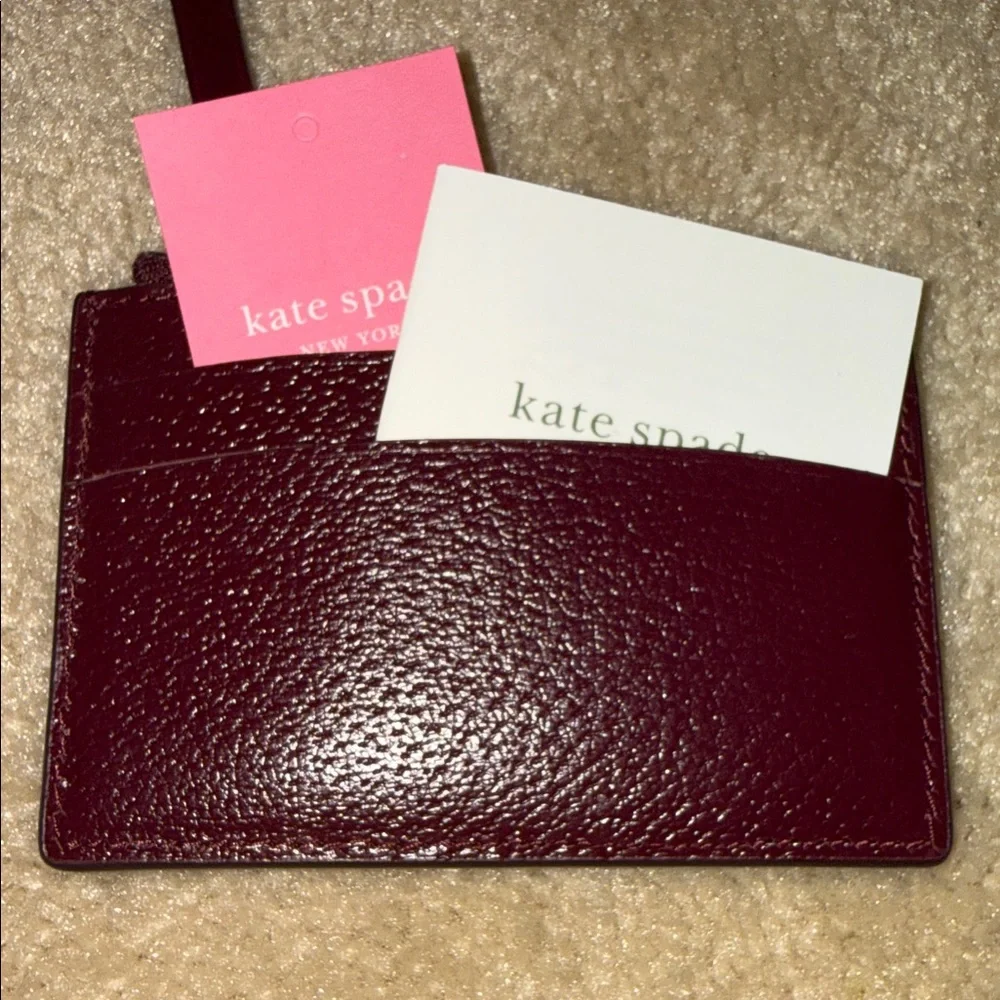 NWT Kate Spade small zip cherrywood Card Holder